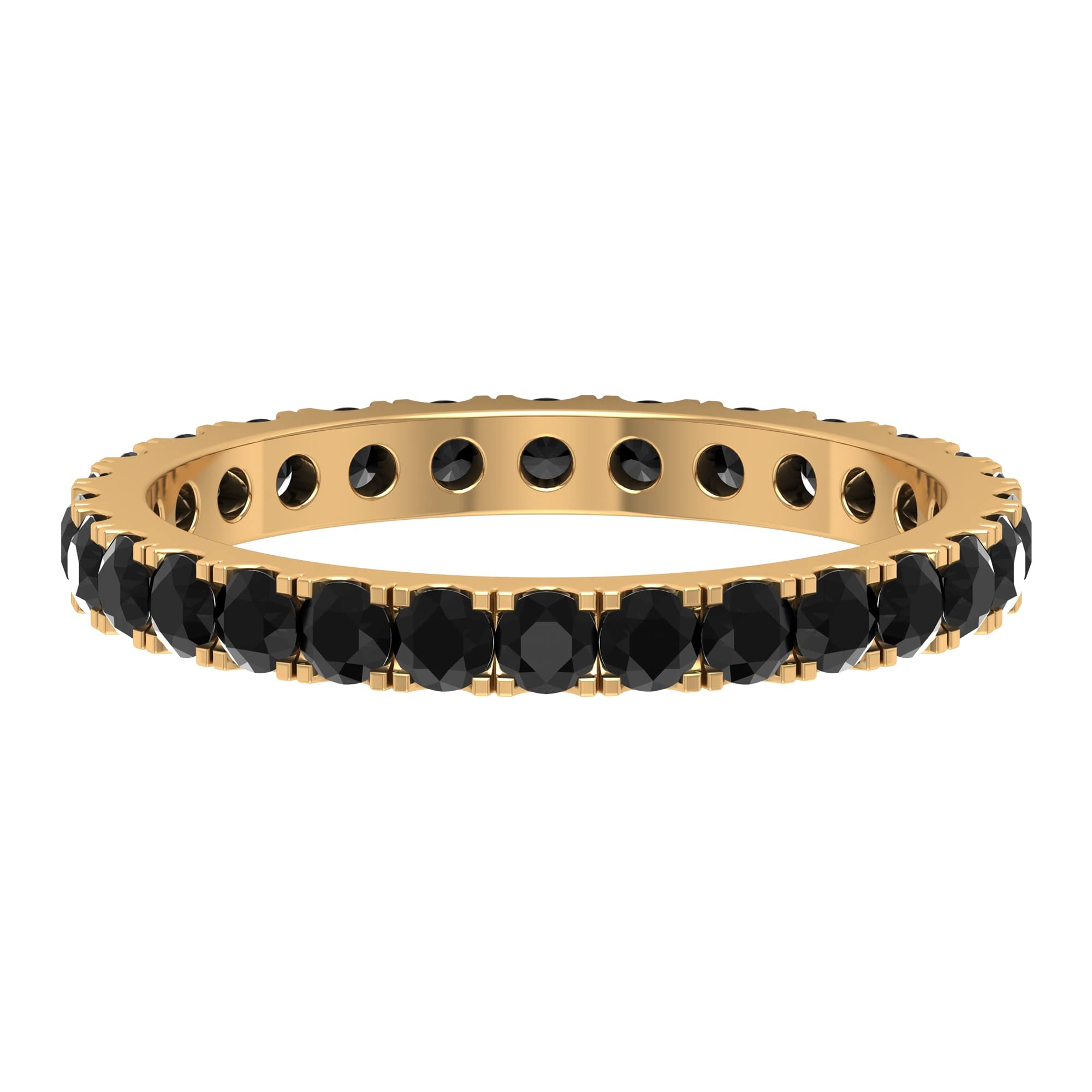 1 CT Black Onyx Full Eternity Ring - 14K Solid Gold French Pave Set Wedding Band for Women, Anniversary Gift, Stackable Ring for Everyday Elegance