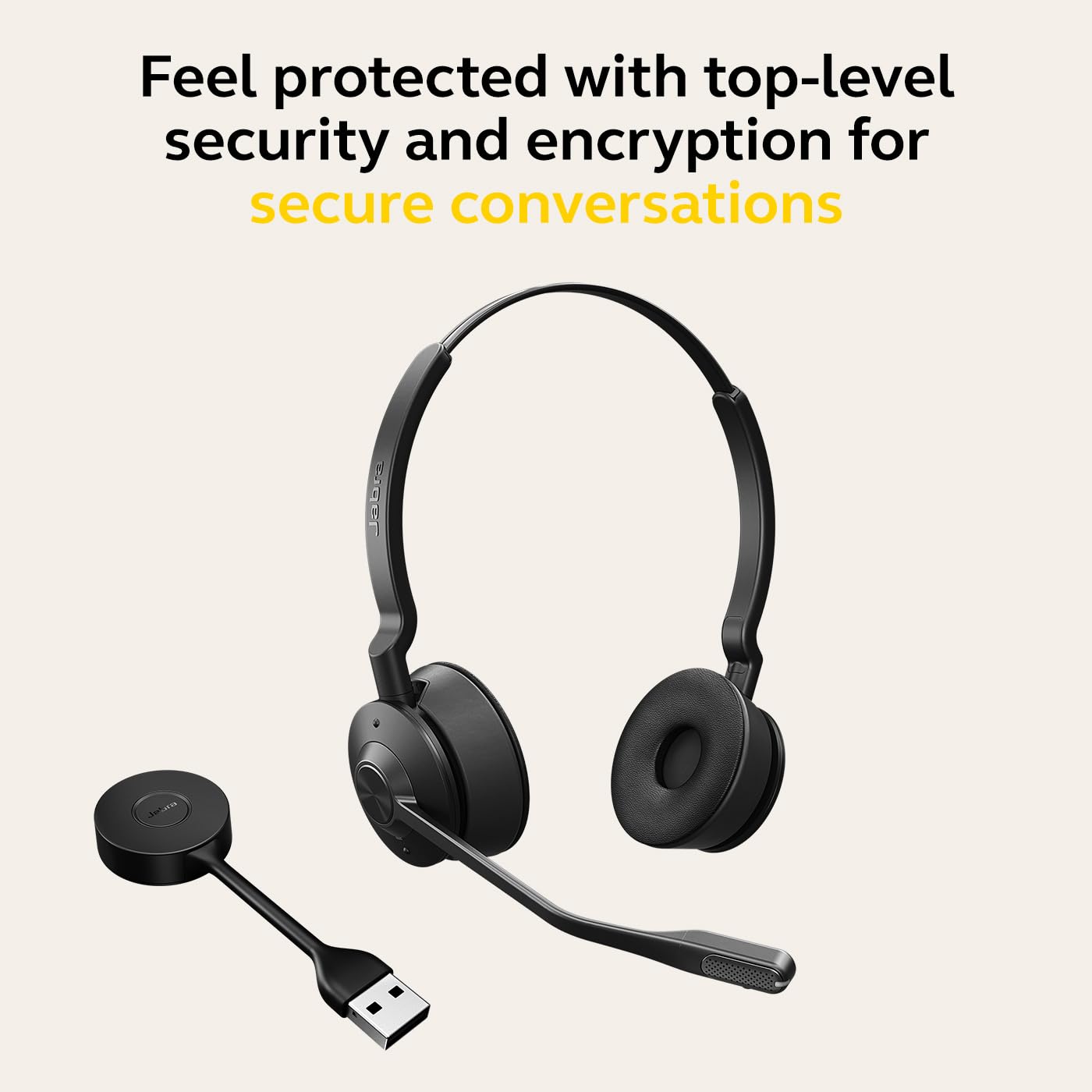 Jabra Engage 55 Stereo Wireless Headset with Link 400 USB-A DECT Adapter – Noise Cancelling Microphone, Long Range, Hearing Protection – Certified for Google Meet & Zoom – Black – Perfect for Remote Work, Call Centers & Online Meetings