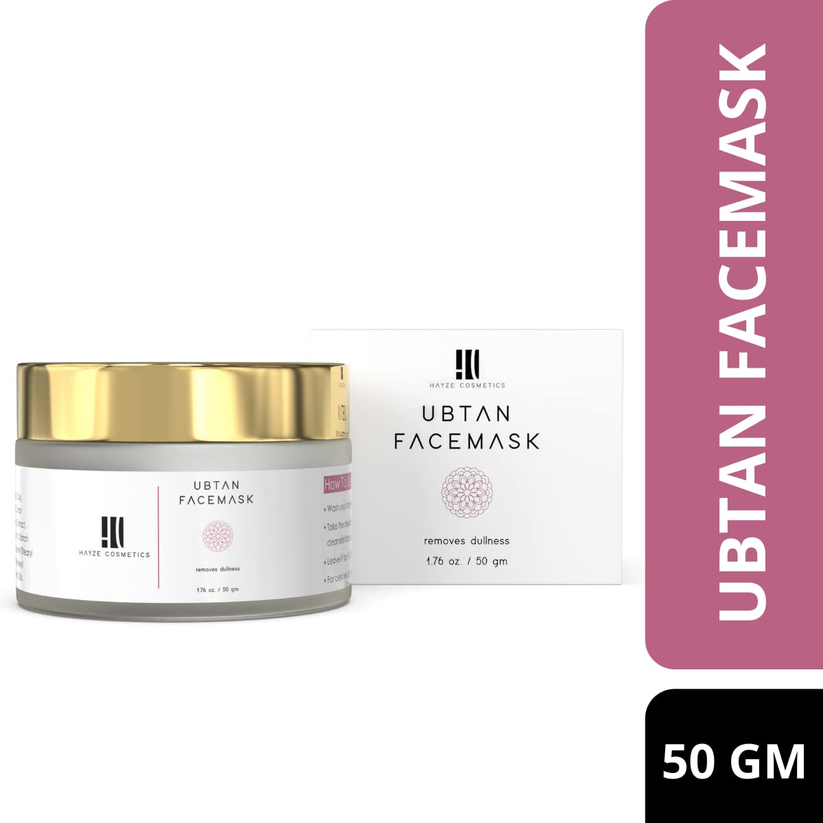 Hayze Cosmetics Ubtan Face Mask with Turmeric & Sandalwood - Natural Tan Removal & Skin Brightening Treatment for Dark Spots & Hyperpigmentation | Kaolin Clay & Olive Oil Formula | 50g | Perfect for Daily Glow Routine & Post-Sun Care
