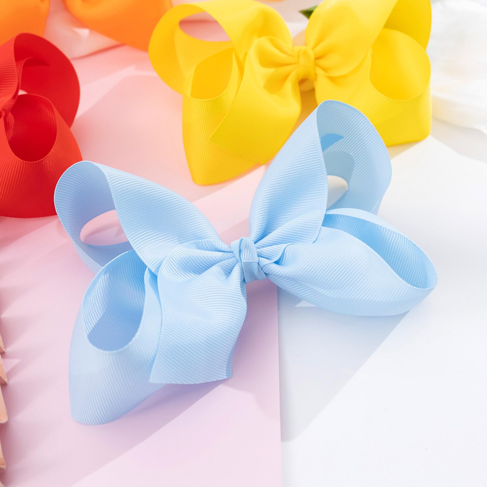Oaoleer 20PCS 8 Inch Hair Bows for Girls - Grosgrain Ribbon Toddler Hair Clips with Alligator Clips for Baby Girls, Kids & Teens - Perfect for School, Parties & Special Occasions