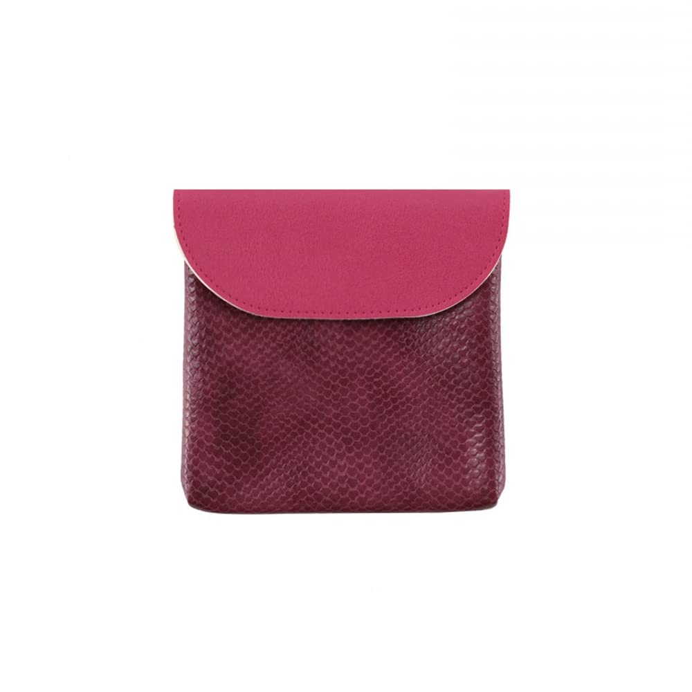 Mini Snake Pattern PU Leather Keychain Wallet - Small Credit Card Holder & Coin Purse for Women - Compact RFID Blocking Card Case (Red) | Perfect for Travel, Shopping & Everyday Essentials Organization