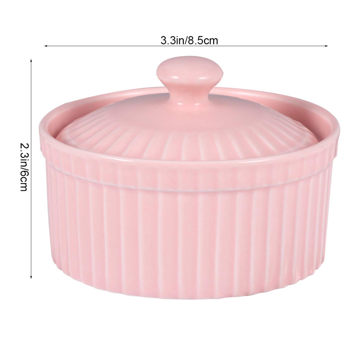 Cabilock Porcelain Ramekins with Lid - 4oz Small Baking Dishes for Desserts, Custard, Pudding & Creme Brulee - Pink Ceramic Dipping Bowls for Kitchen, Restaurant & Party Serving