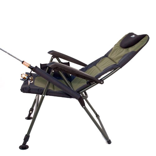 Premium Folding Fishing Chair with Reclining Backrest & Adjustable Legs - Ultra Comfortable Portable Outdoor Chair for Camping, Picnics, Beach, Sporting Events, Tailgating - Perfect for Relaxing by the Lake or Backyard BBQs