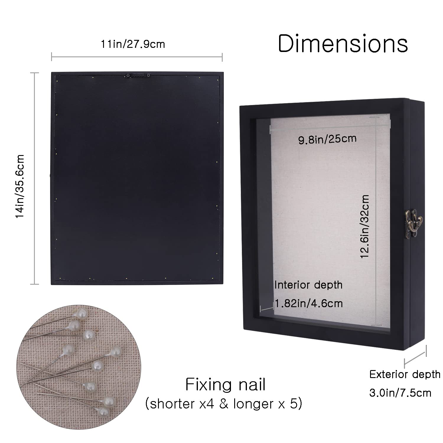 11x14 Shadow Box Display Case - Black Wood Memory Box with Linen Back & HD Plexiglass Window Door - Perfect for Keepsakes, Memorabilia, Wedding Favors, and Home Decor Display