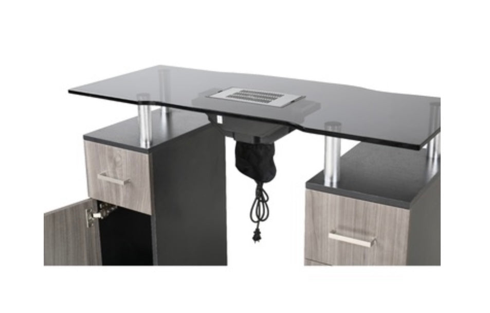 Professional Manicure Table for Nail Salon - Portable & Adjustable Nail Technician Table with LED Light & Storage Drawer - Perfect for Home, Salon, or Spa Use
