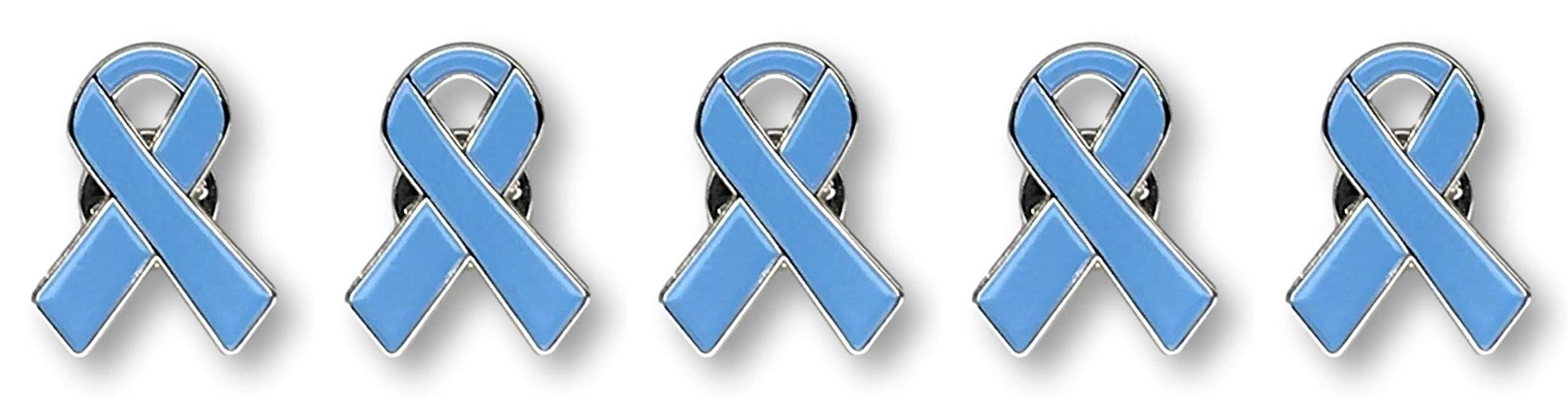 5 Light Blue Prostate Cancer Awareness Ribbon Pins - Jewelry-Quality Enamel with Secure Clutch Clasp - Show Support for Men's Health - Perfect for Fundraisers, Events & Awareness Campaigns