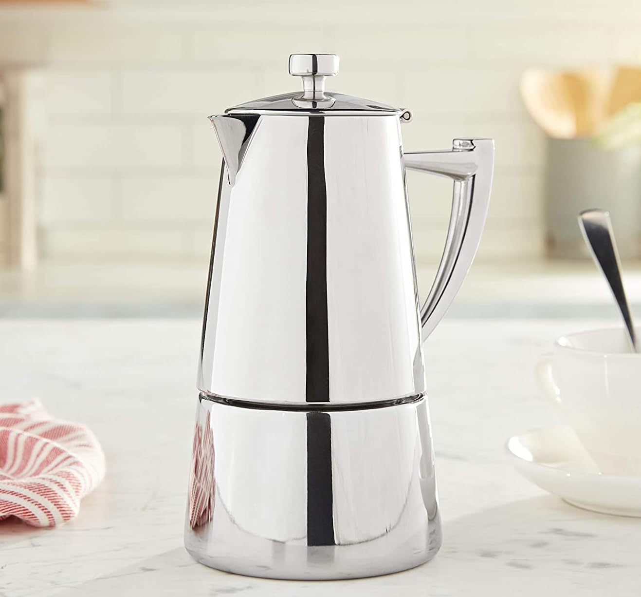 Cuisinox Roma 6-Cup Stainless Steel Stovetop Moka Pot - Italian Espresso Maker for Home & Office - Perfect for Brewing Rich Coffee on Gas, Electric & Induction Stoves