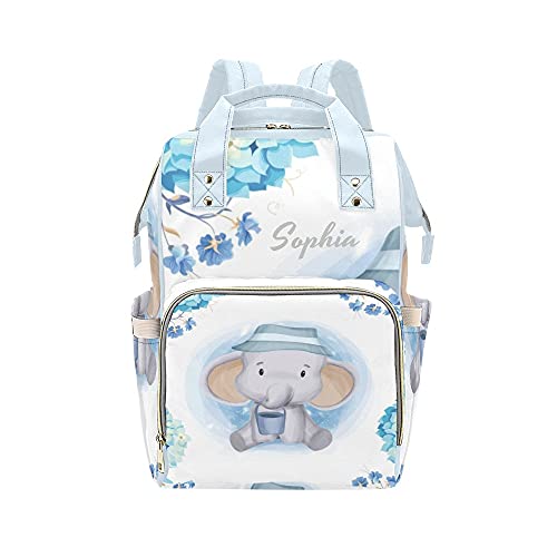 Custom Personalized Funny Elephant Diaper Bag - Mummy Backpack Tote & Shoulder Nappy Bag for Nursing, Baby Shower Gifts | Perfect for New Moms, Travel & Daily Use