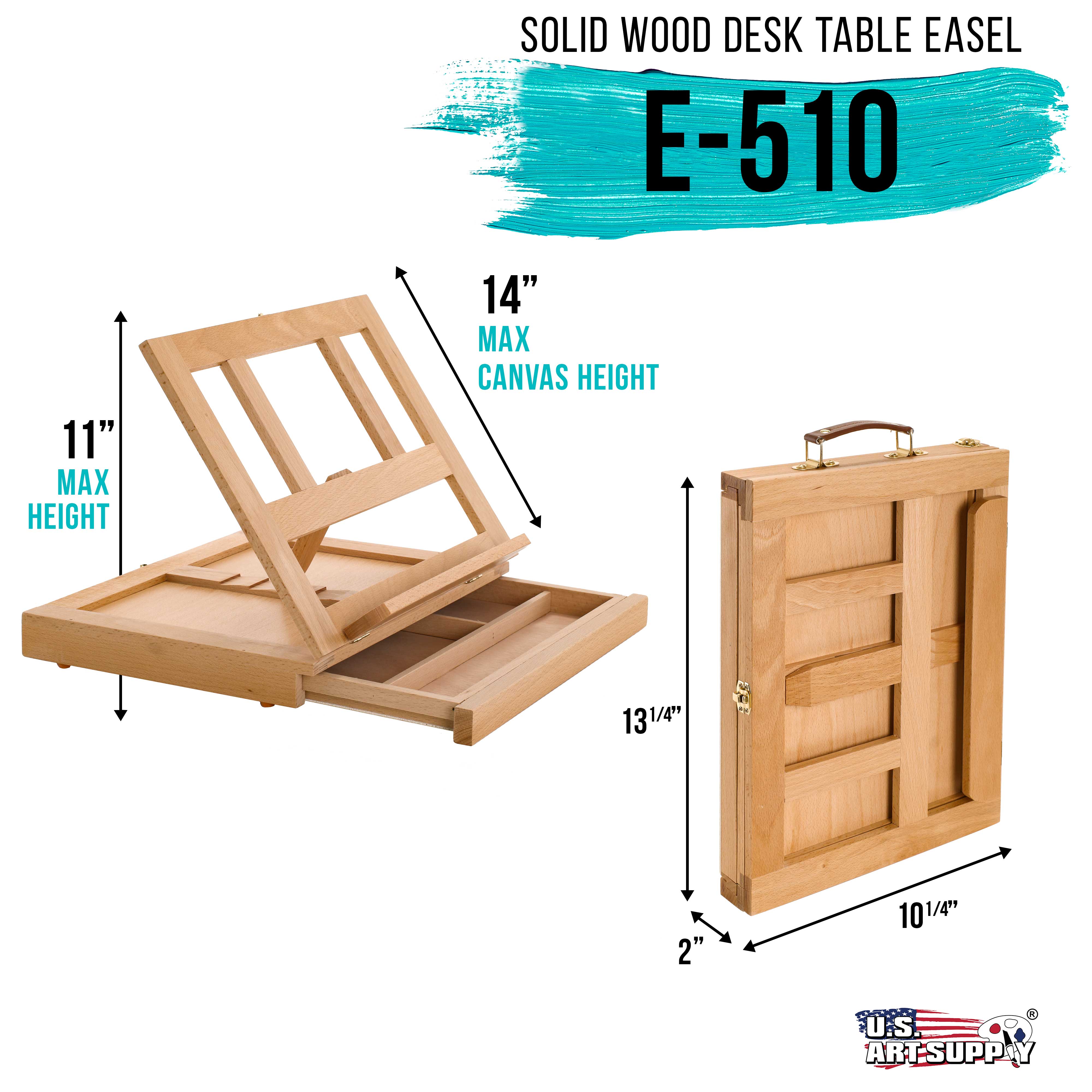 Solana Adjustable Wood Art Easel - Portable Beechwood Tabletop Easel with Storage Drawer & Palette for Painting & Drawing - Perfect for Artists, Students & Hobbyists at Home, Studio or Classroom