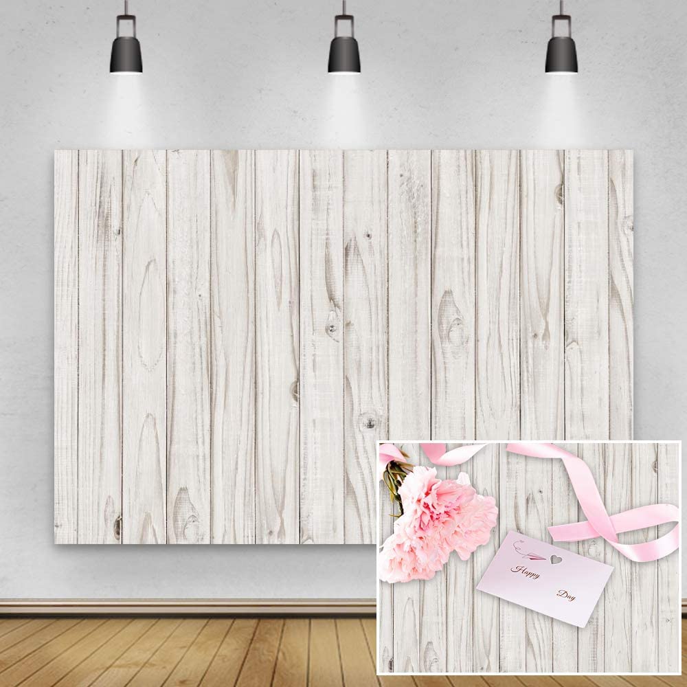 Yeele 10x6.5ft White Wood Photography Backdrop - Rustic Grey Wooden Floor Panel for Baby Shower, Birthday Party, Cake Table Decor & Newborn Portrait Photoshoot - Perfect for Food Photography, Kids Party Background & Social Media Content Creation