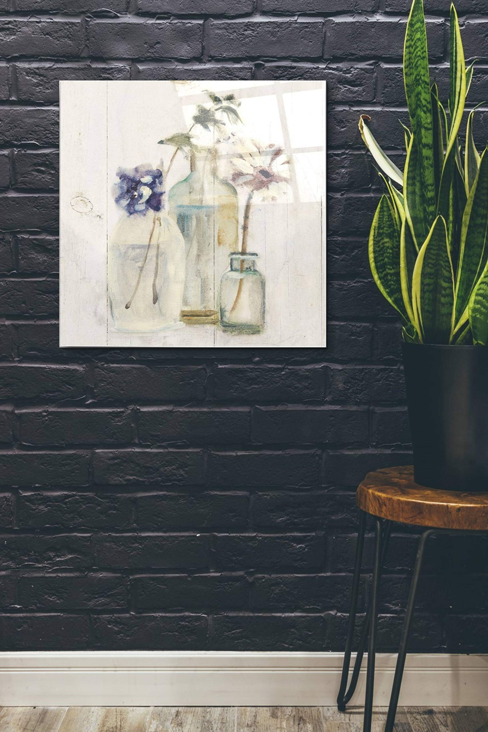 Cheri Blum 'Blossoms on Birch III' Acrylic Glass Wall Art - 24x24 Inch Floral Canvas Painting for Living Room, Bedroom & Office Decor