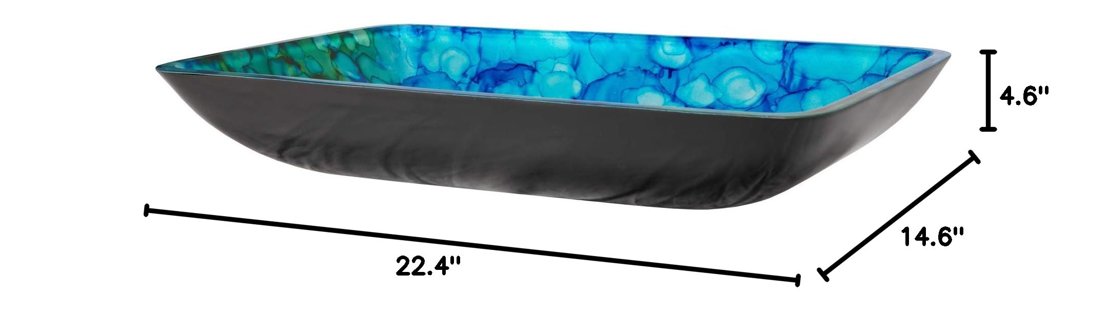 Blue and Green Water Lilies Rectangular Glass Vessel Sink for Bathroom - Modern Art Decor Vanity Sink for Home & Hotel Use - Perfect for Spa, Powder Room, and Luxury Bathroom Renovations