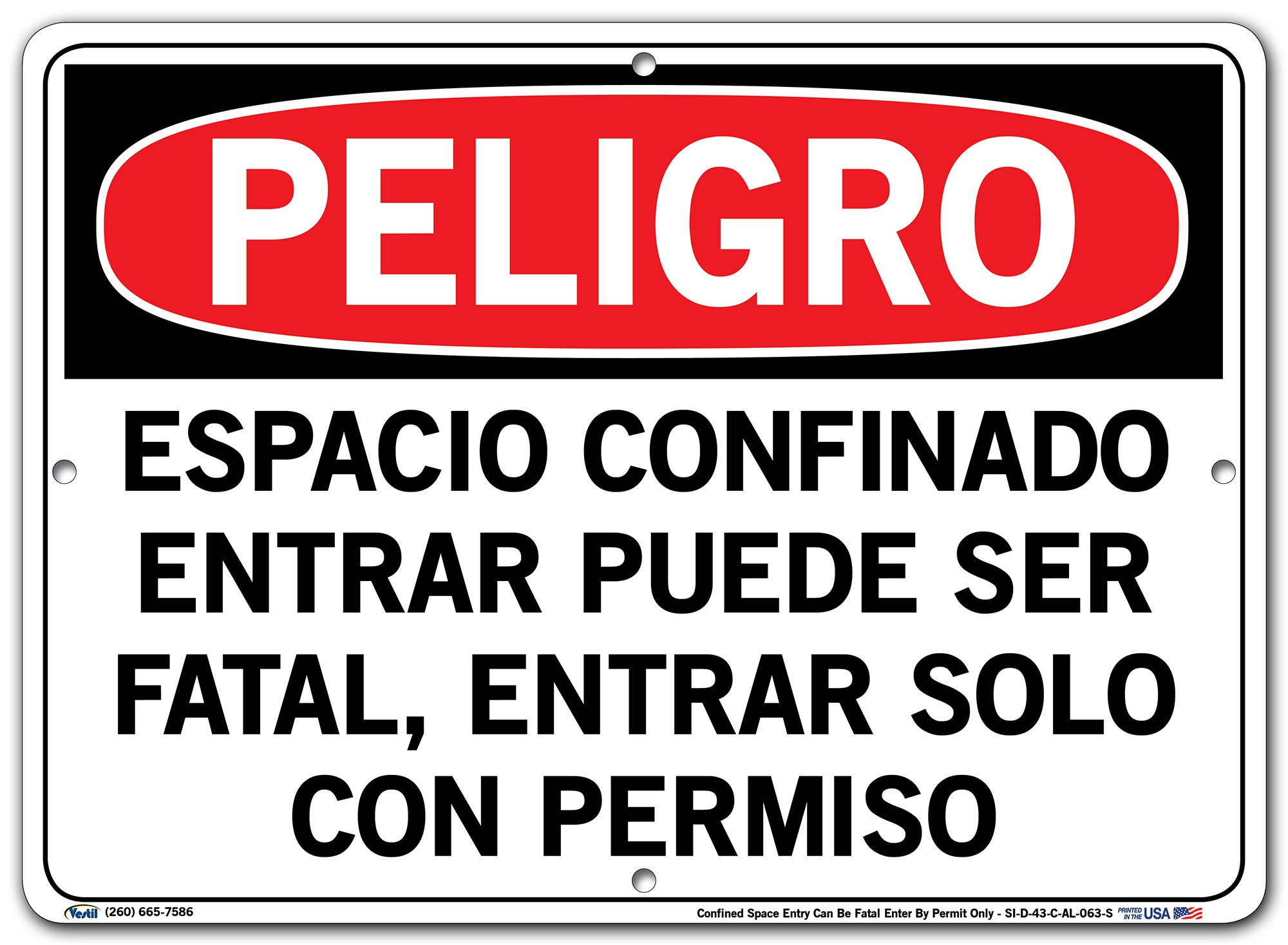 VESTIL Aluminum Danger Sign 