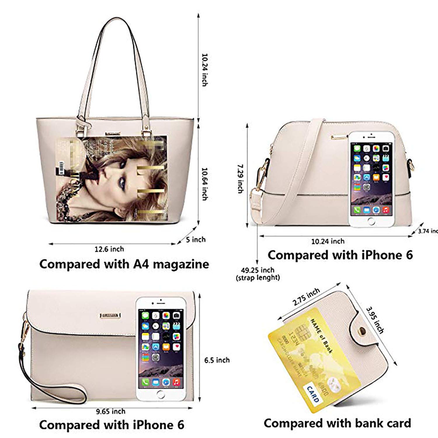 Stylish Women's Handbags Set - Classic Tote, Shoulder Bag, Crossbody Purse & Wallet (4-Piece) | Perfect for Work, Travel & Everyday Use