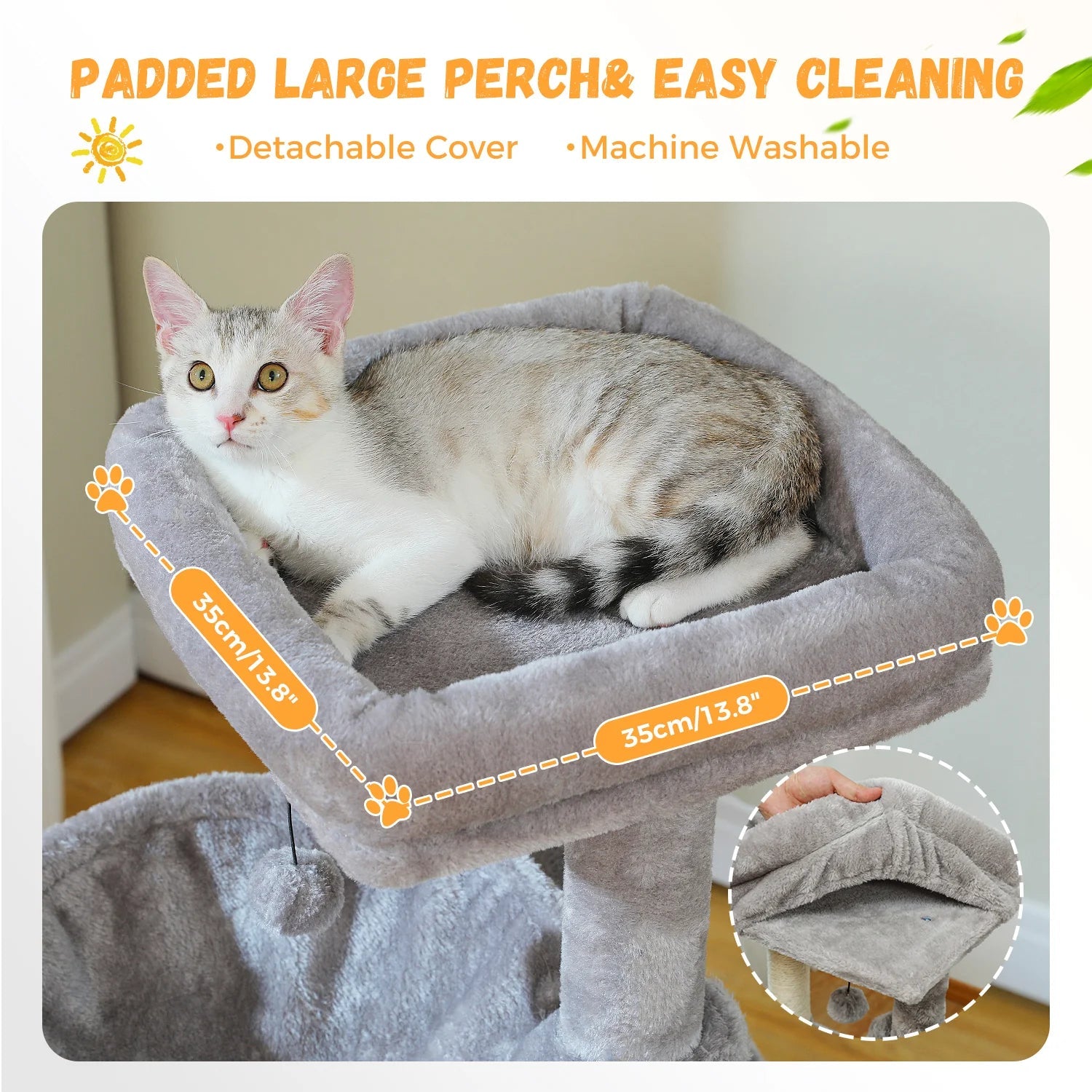 Modern 41-Inch Minimalist Cat Tree Scratching Post Tower for Indoor Cats - Soft Grey - Perfect for Small Spaces, Apartments & Playtime