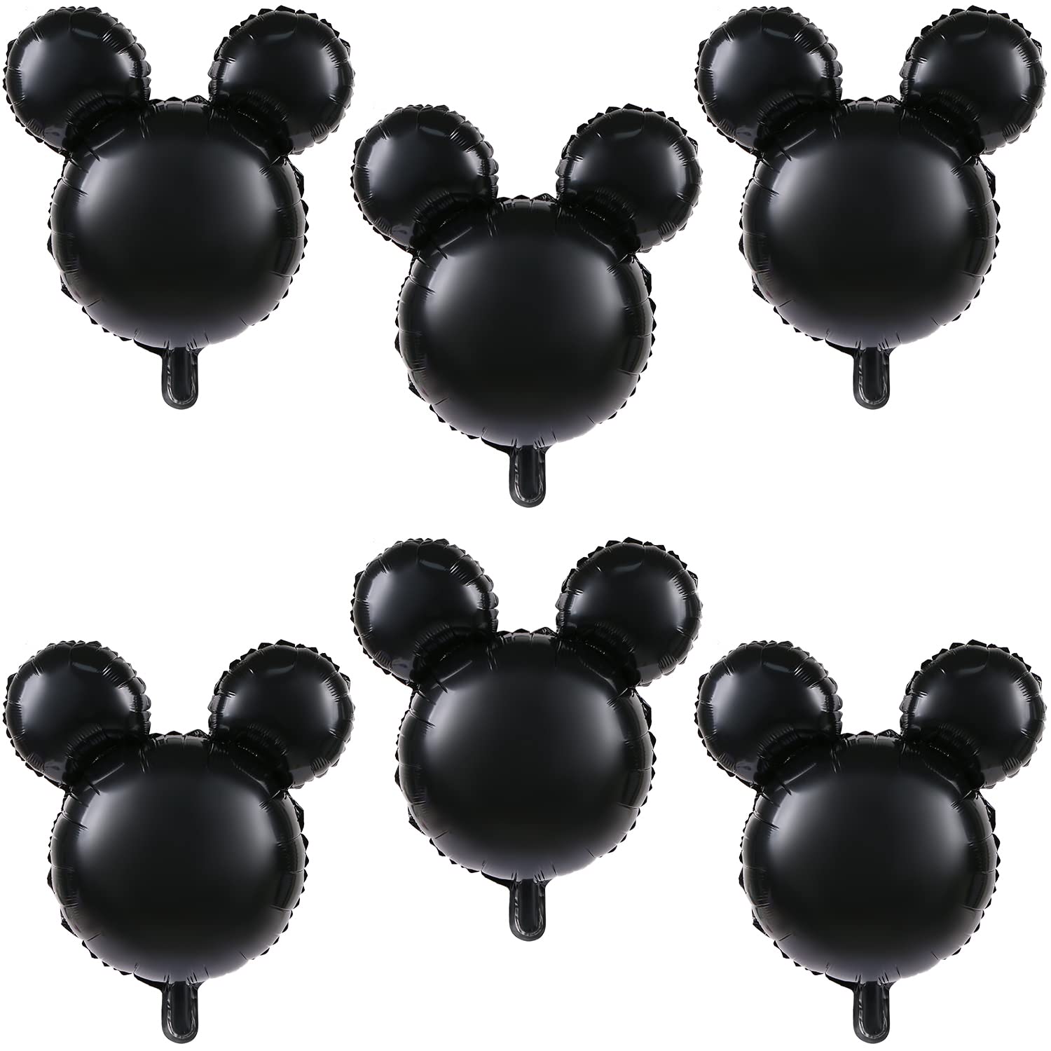 LIYDE 6 Pack 24 Inch Black Mouse Head Foil Balloons for Birthday Party Decorations, Baby Shower Decor - Perfect for Disney Themed Parties, Kids Room Decor & Photo Backdrops