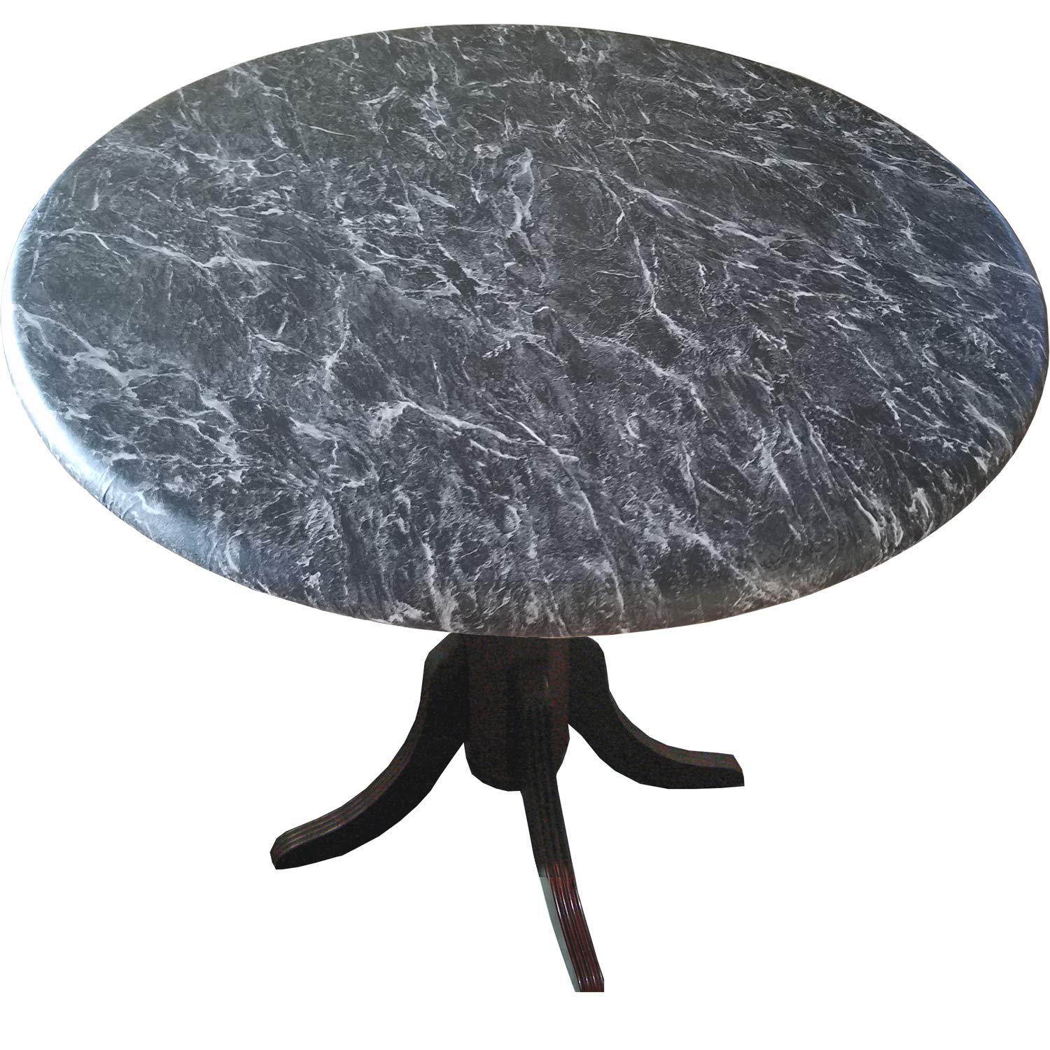 SEO-Optimized Marble Look Fitted Vinyl Tablecloth - Florentine Marble Black for Dining, Parties, and Events