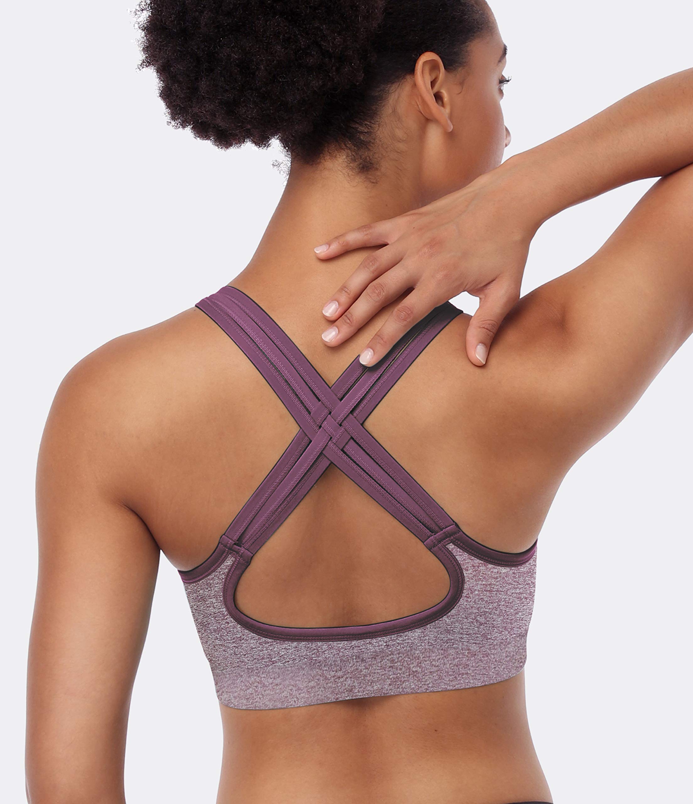 ANGOOL Women's Strappy Sports Bras - Medium Support Wirefree Yoga Bra for Running, Gym & Activewear | Comfortable Workout Top for Fitness & Yoga