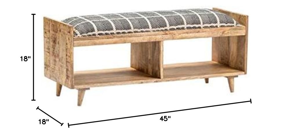 Crestview Collection Evolution Wood Storage Bench - Black & Brown - Entryway, Bedroom, Living Room Organizer & Seating Solution