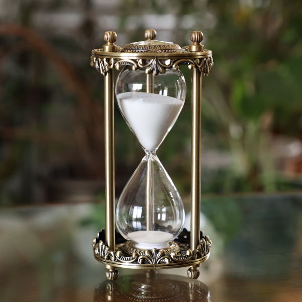 Premium Glass Inlay Hourglass with White or Black Sand - Elegant Desk Decor for Home, Office & Meditation Spaces