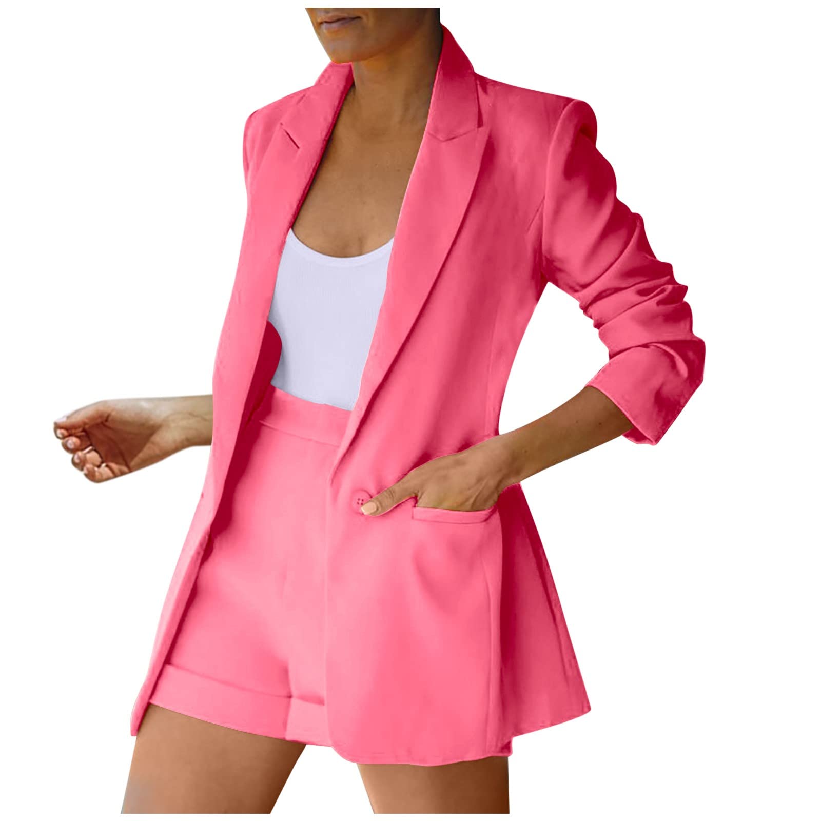 Women's Casual Oversized Blazer - Open Front Lapel Jacket for Office & Work