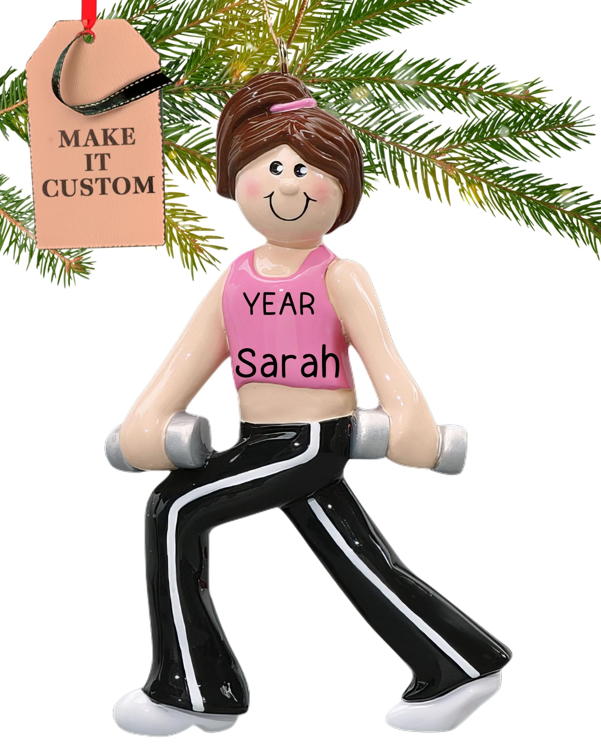 Personalized Fitness Girl Christmas Ornaments 2024 - Custom Gym & Crossfit Decor with Name - Fast 24h Free Shipping - Gift Wrapped - Perfect for Holiday Tree Decorations, Workout Enthusiast Gifts & Gym Locker Decor