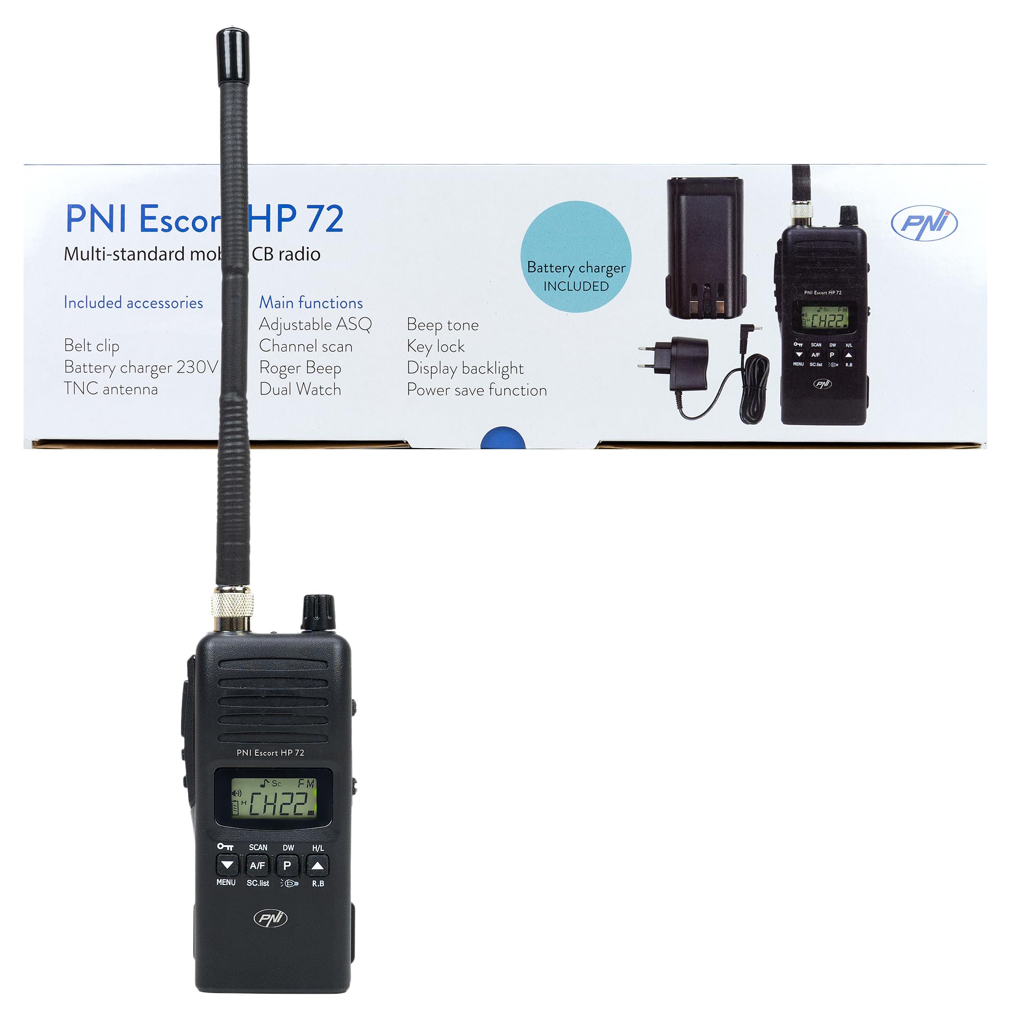 PNI Escort HP 72 4W AM-FM Portable Radio with ASQ Dual Watch Scan - Battery Not Included | Perfect for Emergency Preparedness, Outdoor Adventures & Camping