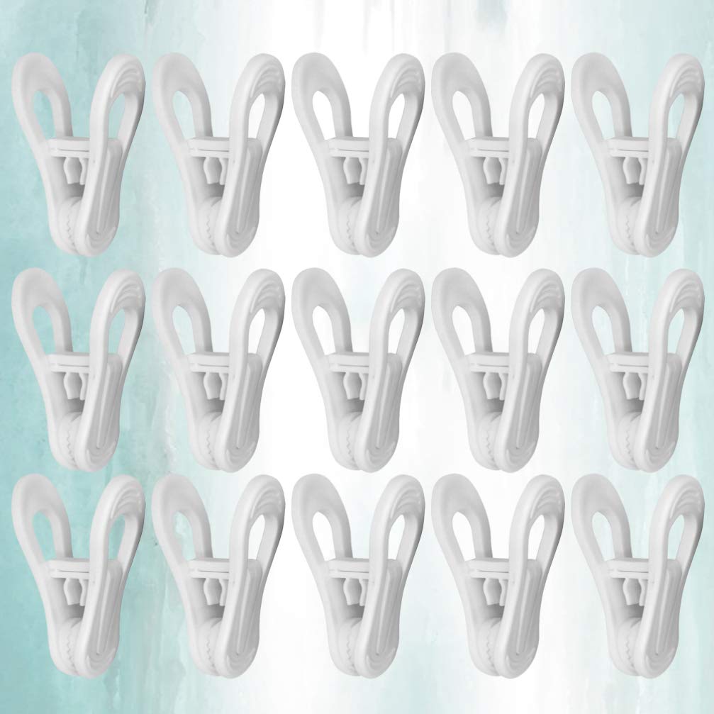25 Pack Cabilock Plastic Hanger Clips - Strong Clothes Pins for Pants, Skirts & Clothing - Removable White Hanger Clips for Wardrobe Organization & Laundry Drying