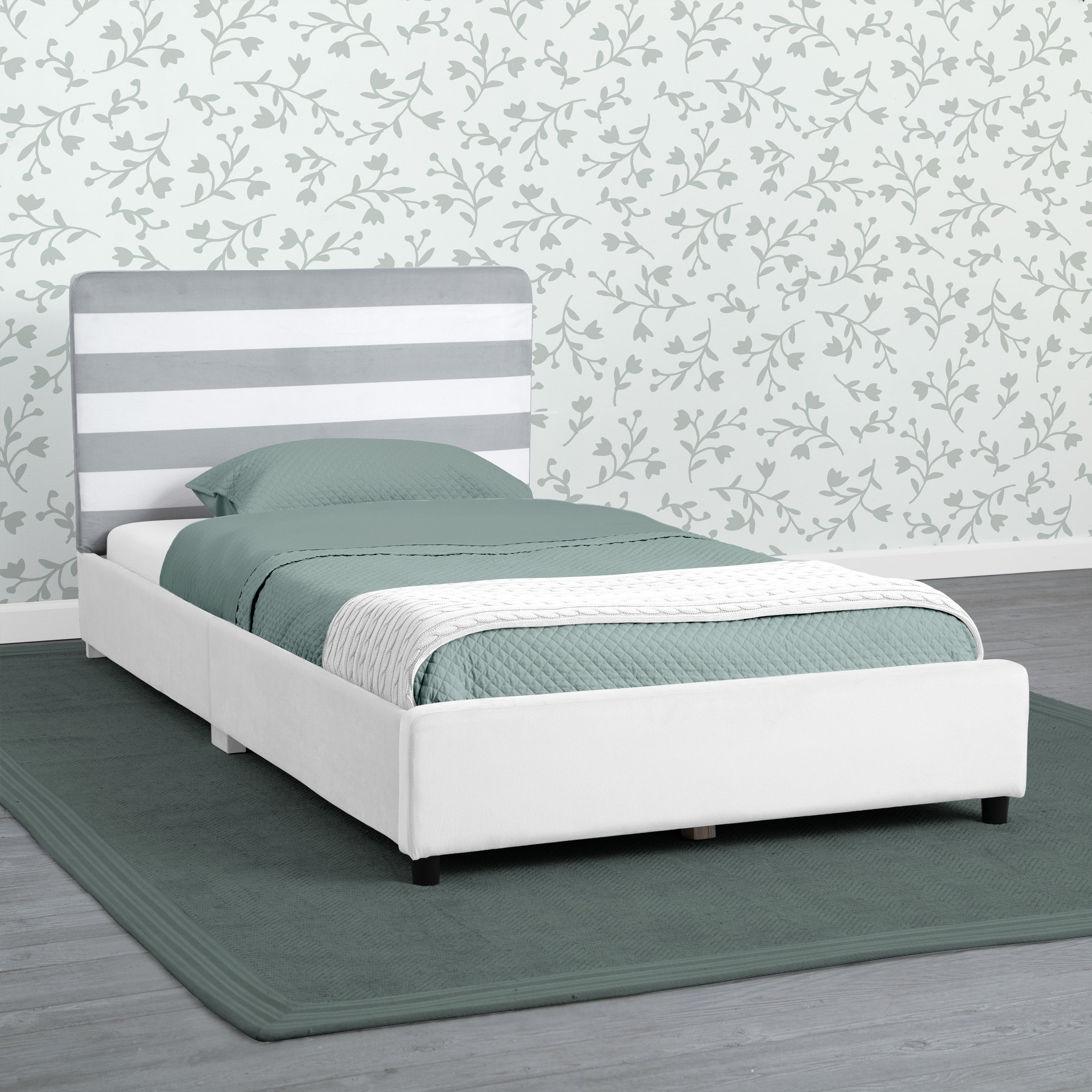 Upholstered Twin Bed with Headboard - Soft Fabric Bed Frame for Kids & Teens - Perfect for Bedrooms, Dorms & Guest Rooms