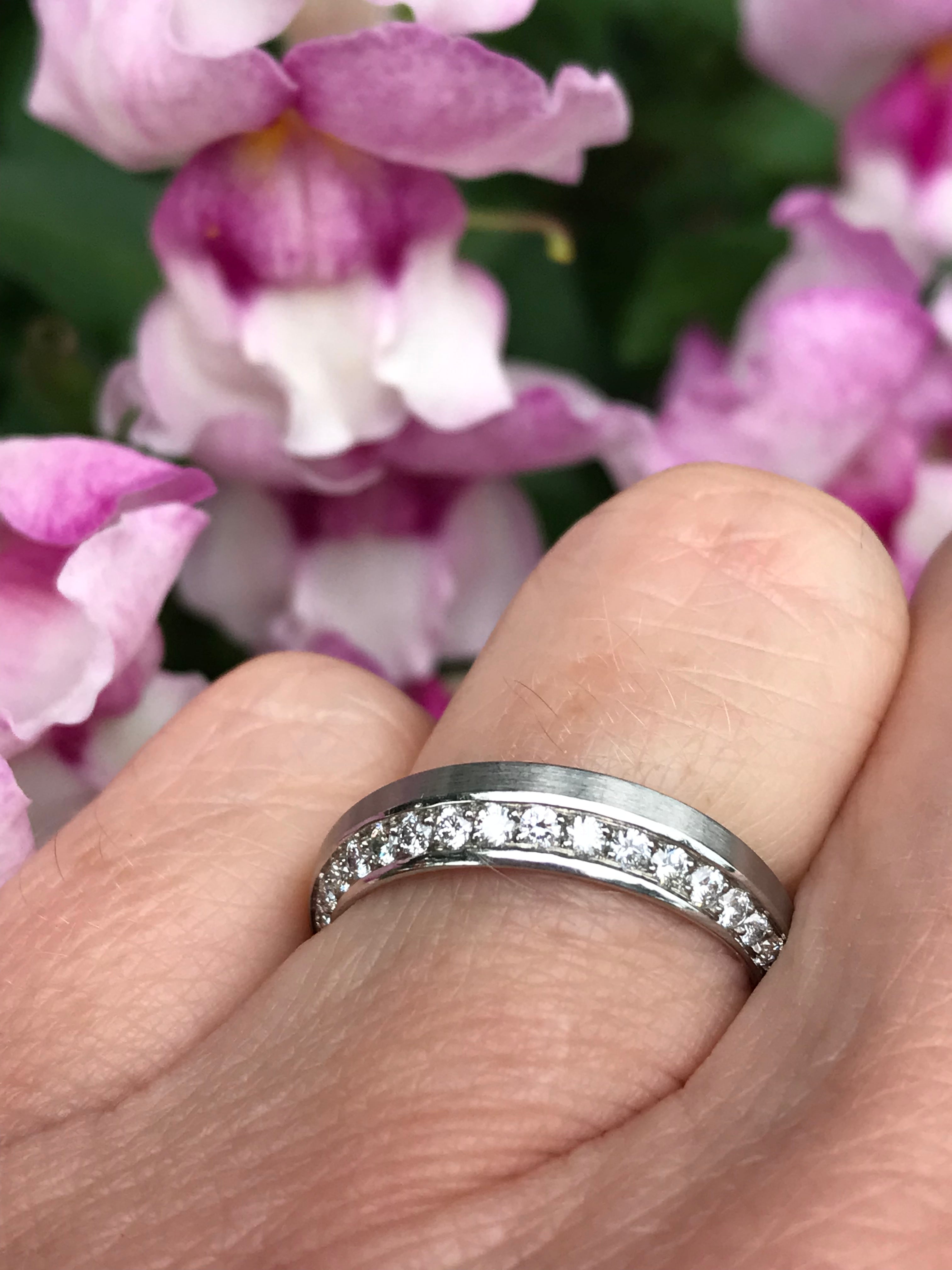 Platinum & Diamond Wedding Band for Women - Elegant Stackable Ring for Bridal, Engagement, Anniversary & Everyday Wear