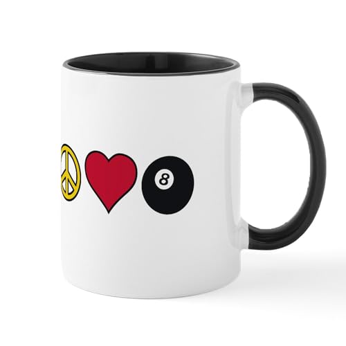 White/Black Inside - Peace Heart Billiards Mugs