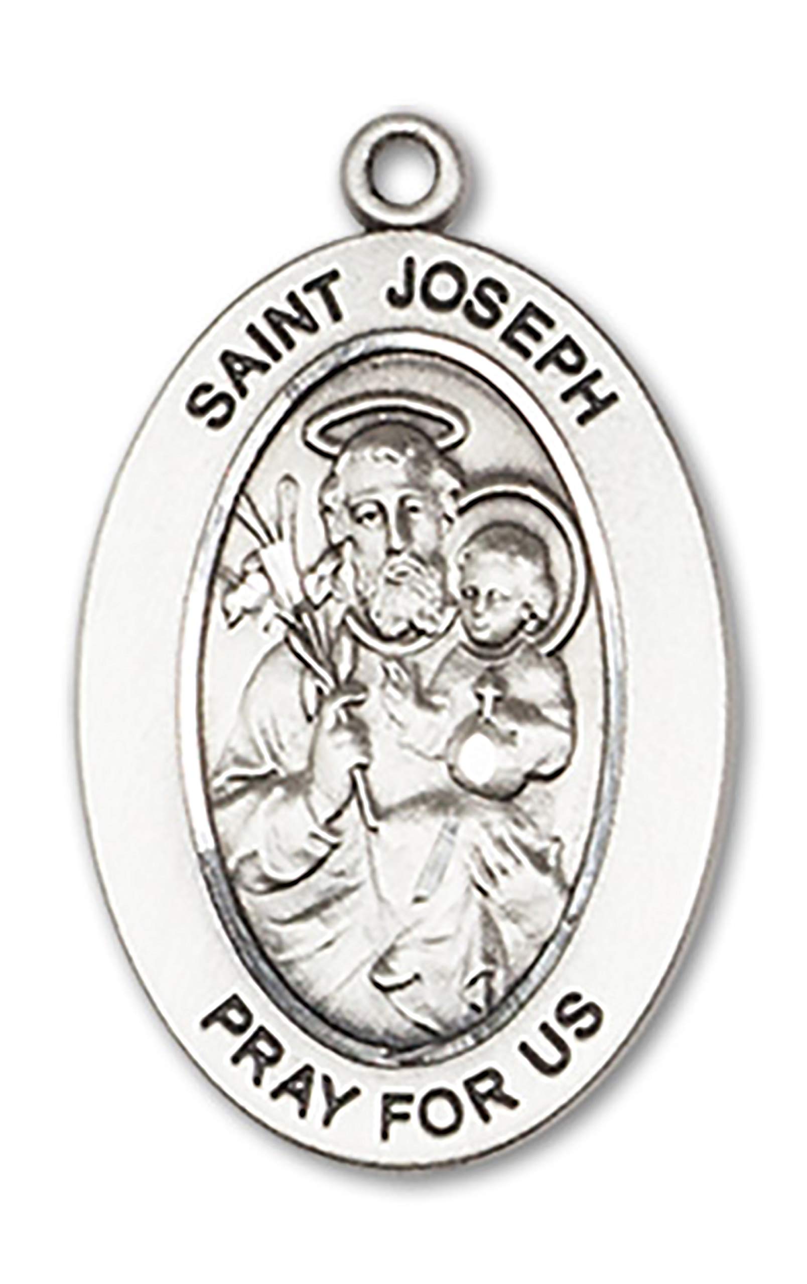 Sterling Silver Saint Medal with Stainless Steel Chain - Religious Jewelry Gift for Baptism, First Communion & Confirmation | Elegant Gift Box Included
