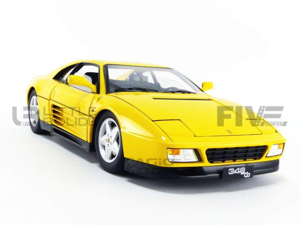 1989 Ferrari 348 TB Yellow Elite Edition 1/18 Scale Diecast Car Model by Hot Wheels - Collectible Sports Car for Display, Gifts & Racing Enthusiasts