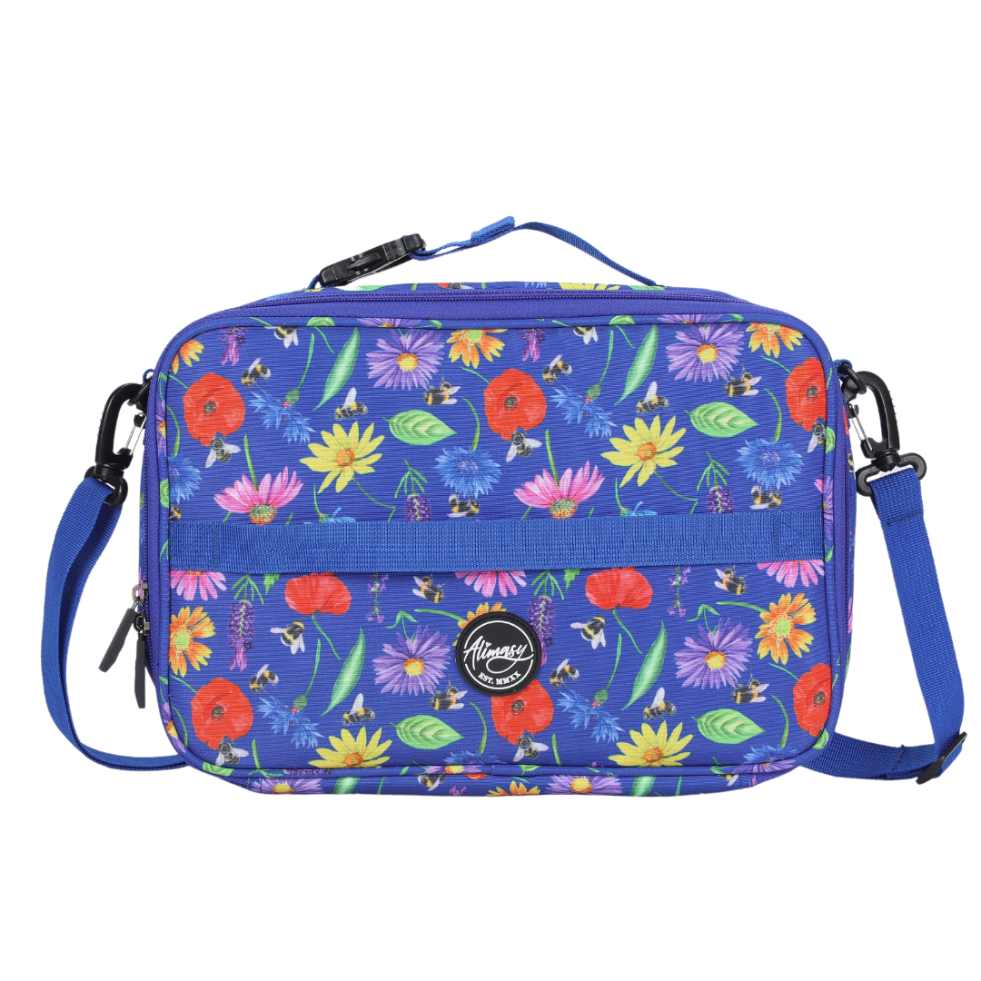 Large Insulated Lunch Bag for Work & School - Bees & Wildflowers Design, Leakproof Cooler Tote for Picnics, Hiking, and Outdoor Activities