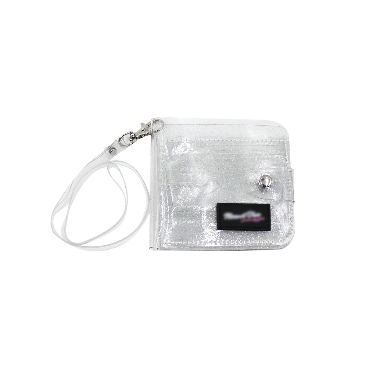 Aibearty Women's Glitter Clear PVC Slim Bifold Wallet - ID Credit Card Holder with Hanging String - Perfect for Everyday Use, Parties & Travel