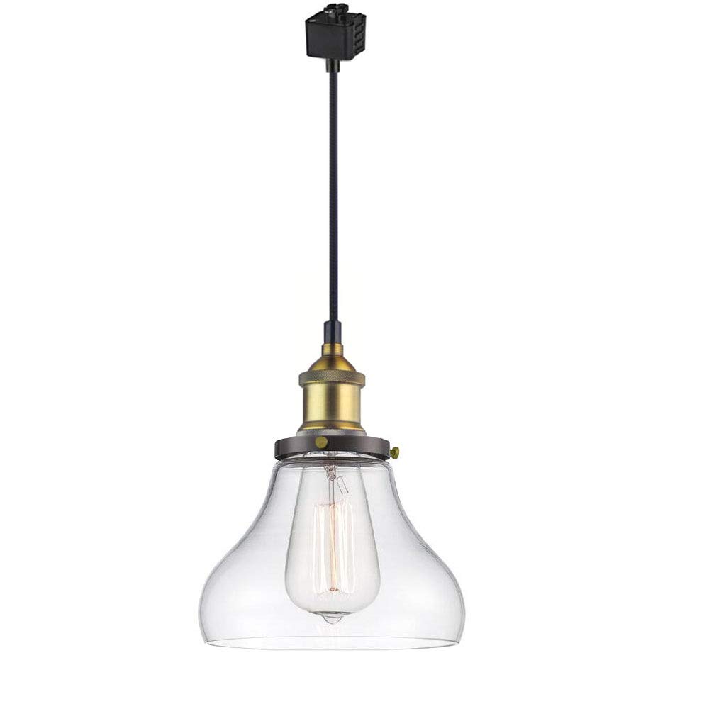 Juno Track Lighting Pendant Light - Handmade Traditional Glass Shade with Single Bulb | Modern Ceiling Lighting for Kitchen, Dining Room & Living Room