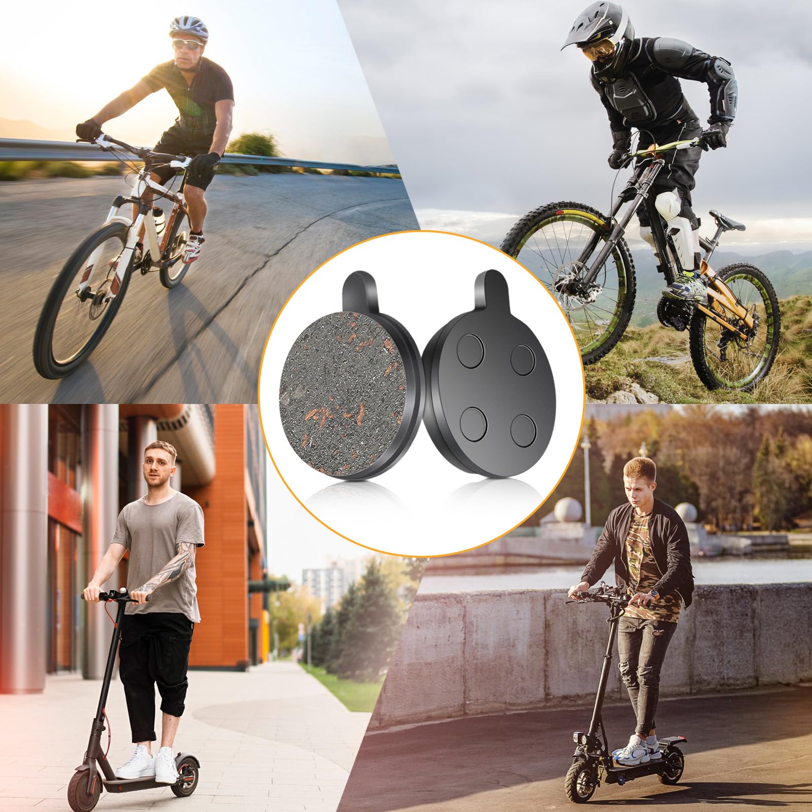 4 Pairs Semi-Metal Disc Brake Pads - Replacement Brake Pads for 10in Electric Scooters - Durable Brake Rotor Pads for Enhanced Stopping Power - Perfect for Commuting, Urban Travel & Last-Mile Delivery Rides
