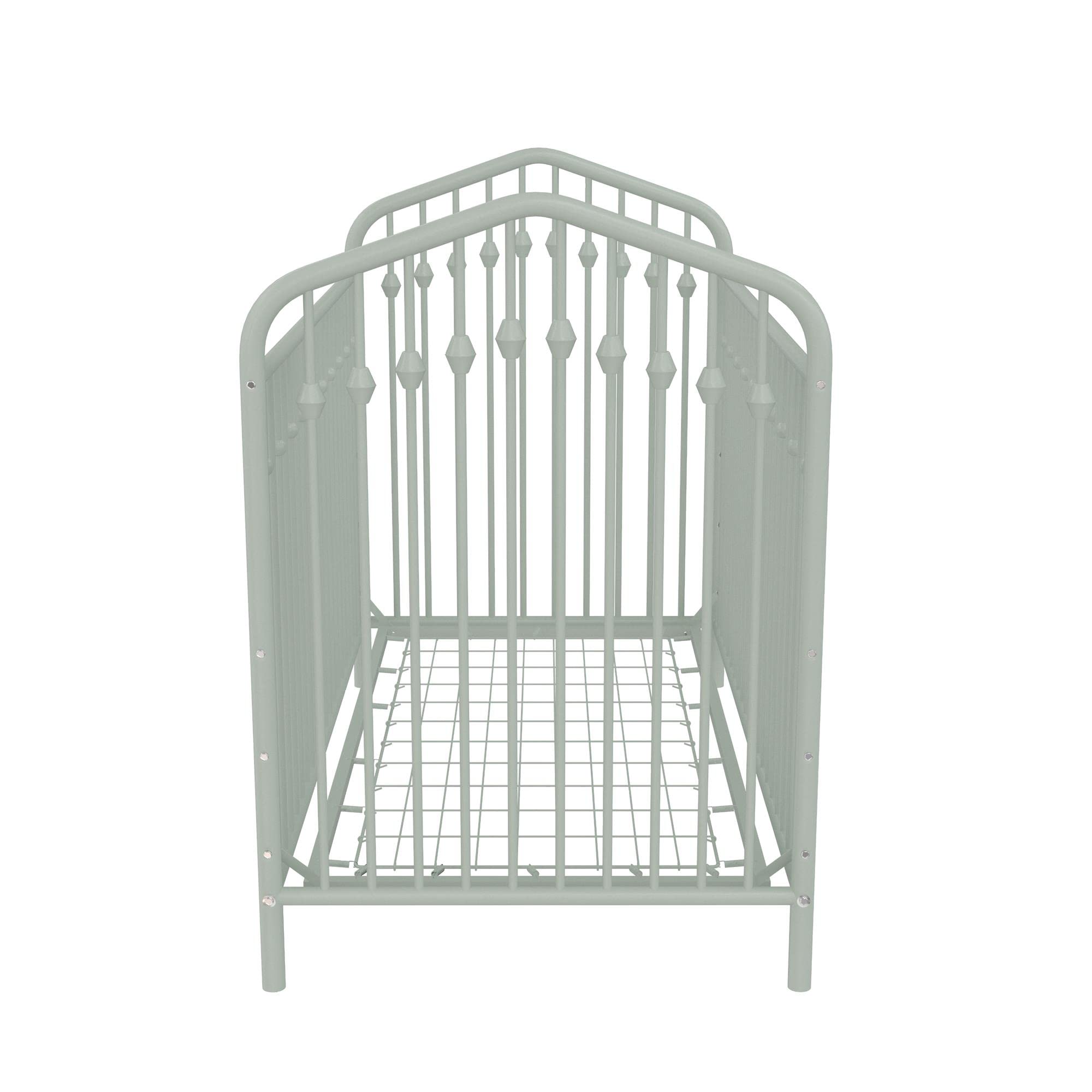 Novogratz Bushwick Metal Baby Crib with 3-Level Adjustable Mattress Height in Sage Green - Modern Nursery Essential for Newborns & Toddlers