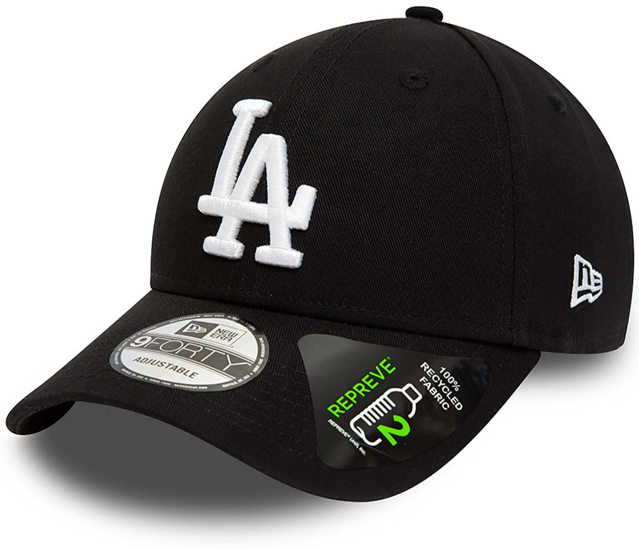 Los Angeles Dodgers New Era 9Forty League Essential Repreve Black Baseball Cap - Adjustable Snapback Hat for Men & Women - Perfect for Baseball Games, Streetwear Fashion & Sports Fans