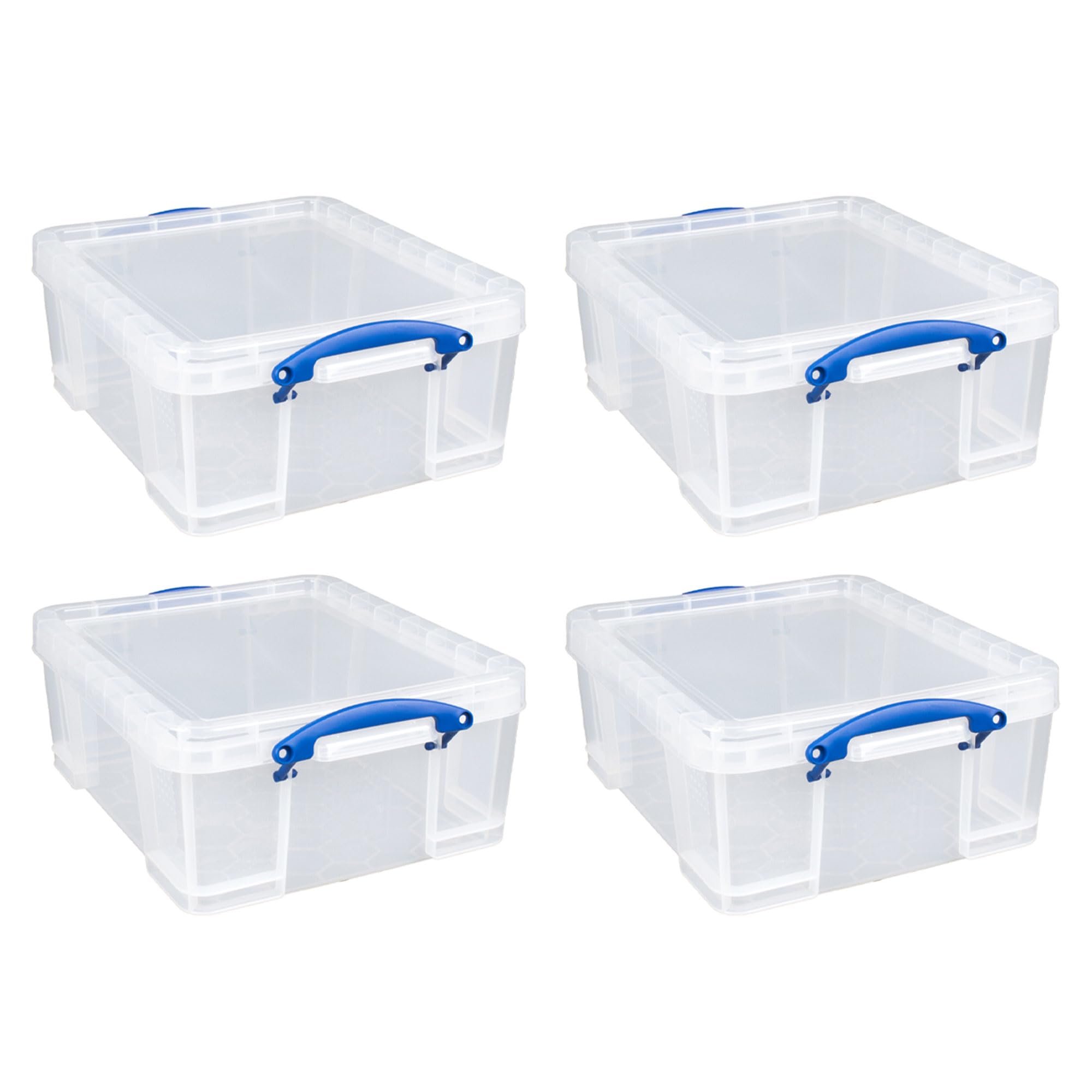 Really Useful 4-Pack 17L Clear Plastic Storage Bins with Secure Snap Lids & Clip Lock - Perfect for Home Organization, Office Supplies & Craft Storage