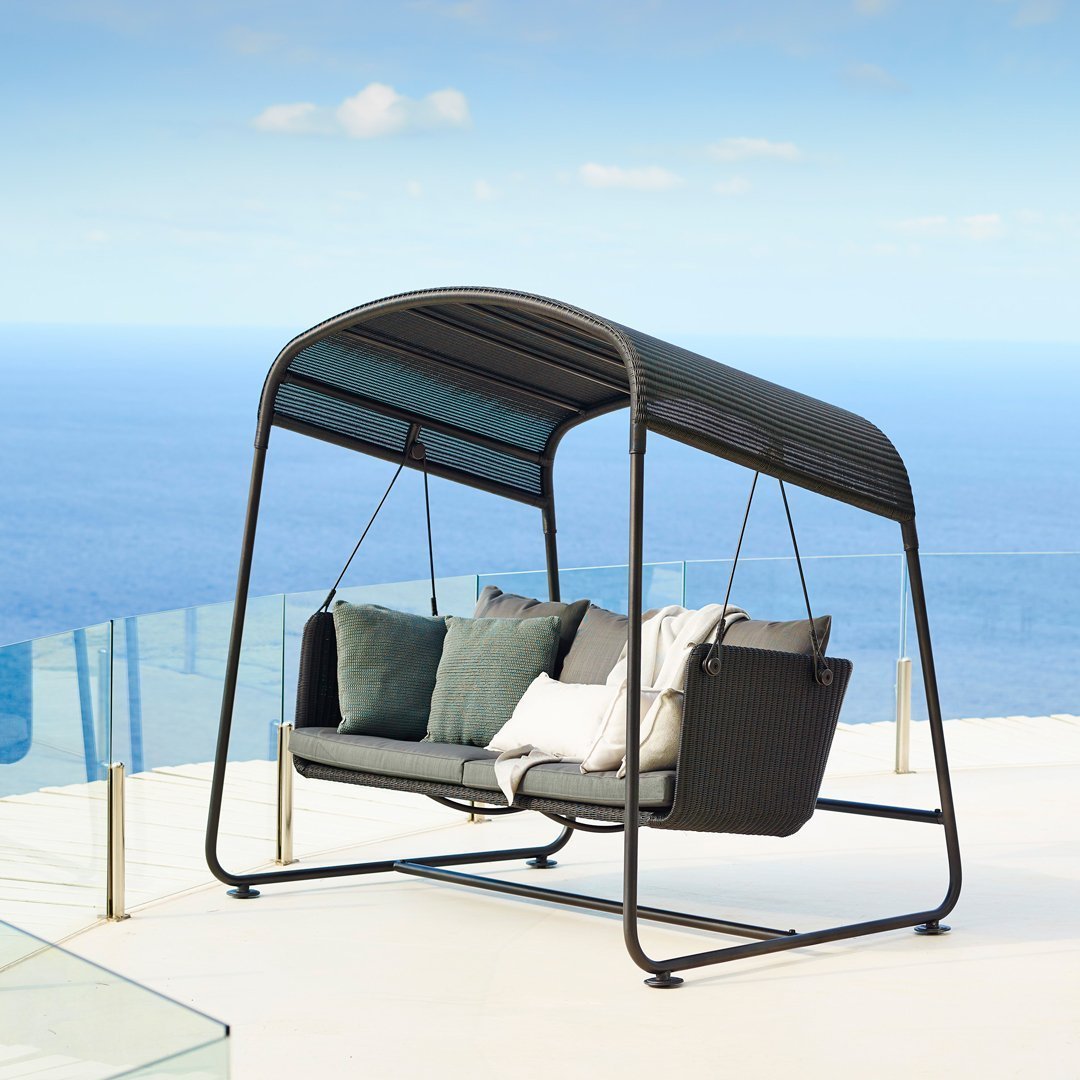 Premium Cave Outdoor Swing Sofa - Waterproof Hanging Hammock Chair with Stand for Patio, Garden, Backyard - Perfect for Relaxing, Lounging & Reading Outdoors