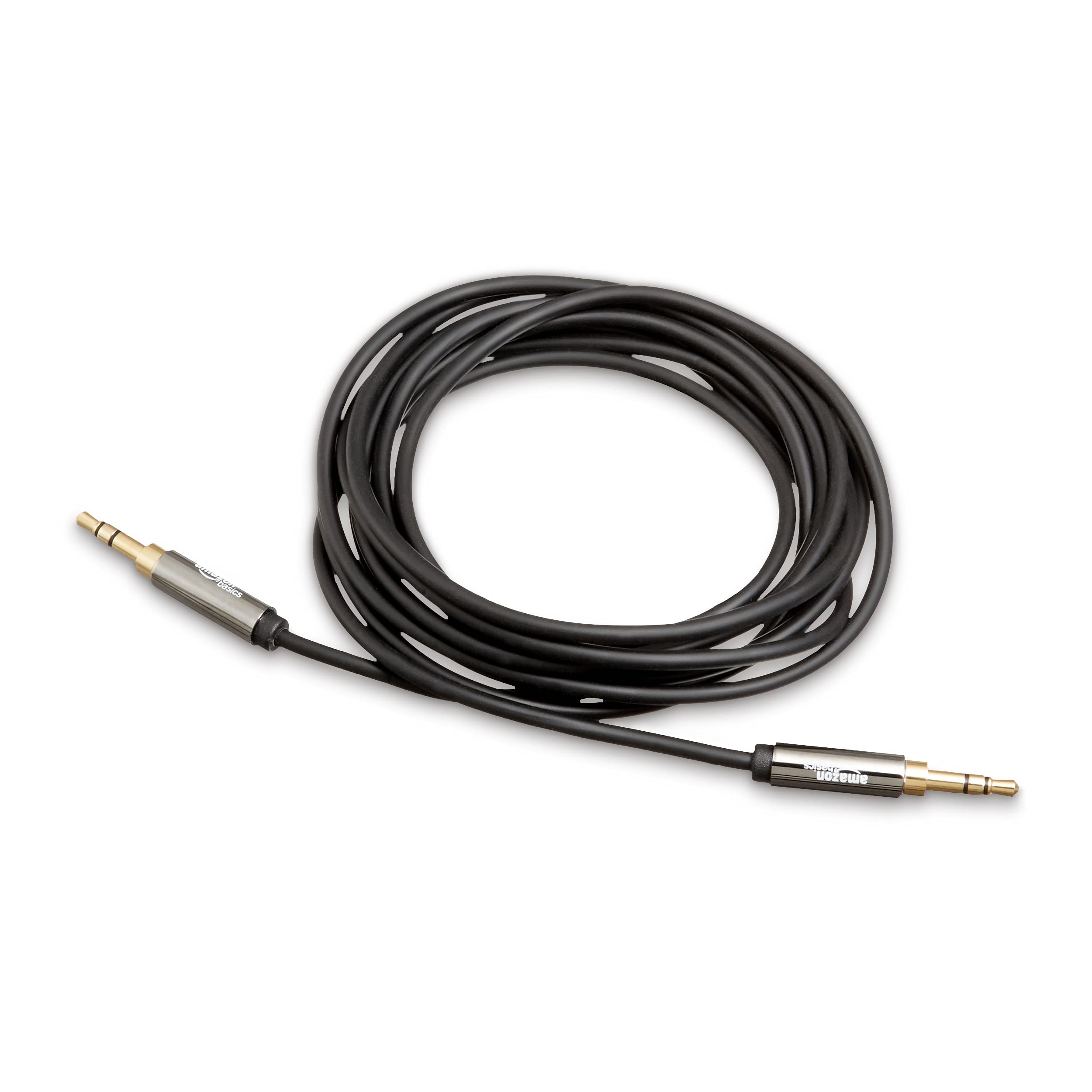 Amazon Basics 3.5mm Aux Audio Cable - 8ft Stereo Speaker & Subwoofer Cable with Gold-Plated Connectors (Black) - Perfect for Home Theater, Car Audio & Portable Speakers