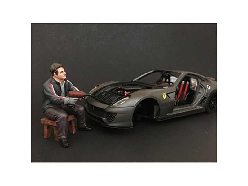 American Diorama 1/18 Scale Chop Shop Mr. Lugnut with Bench Figurine - Perfect for Car Model Displays, Diorama Scenes & Collectors' Showcases