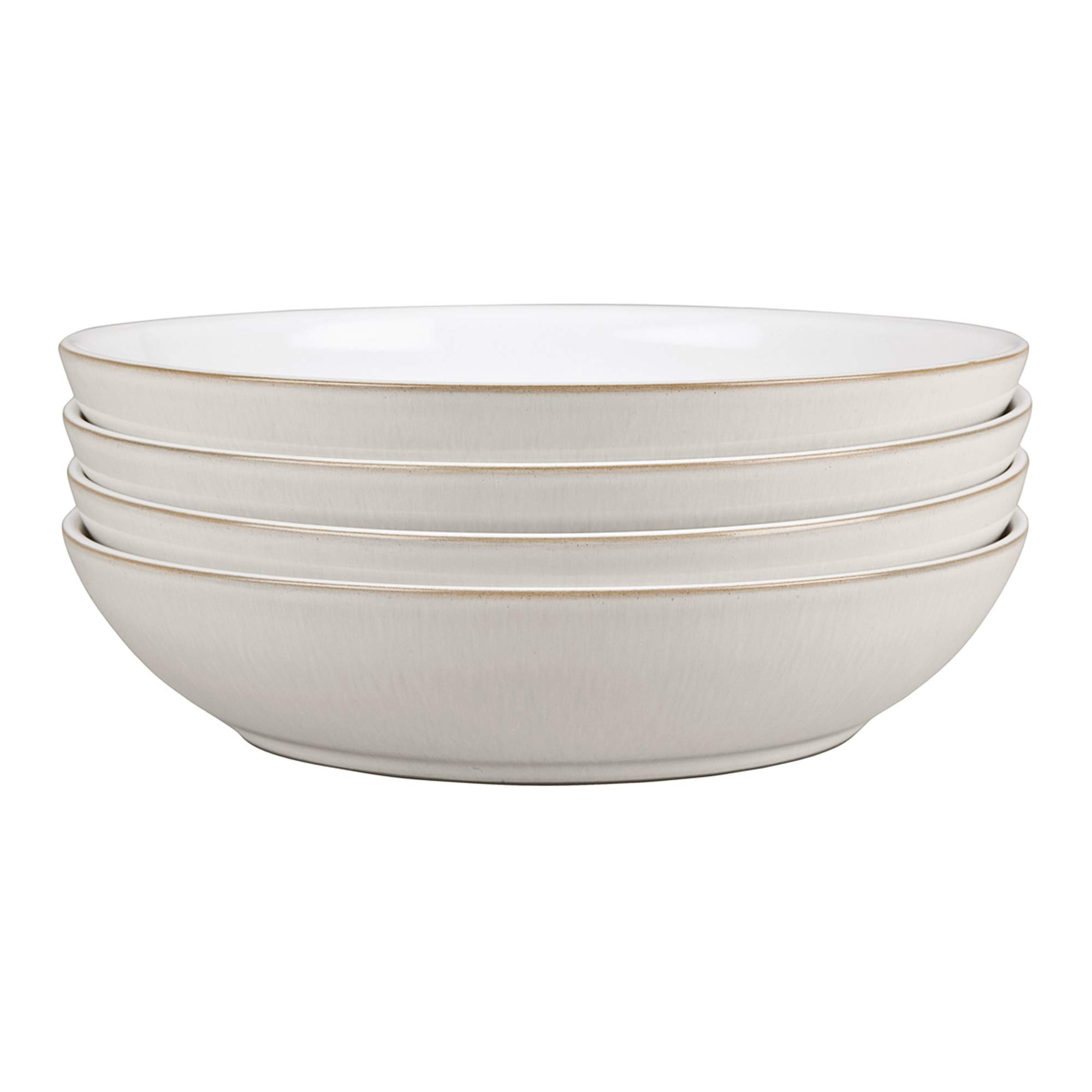 Denby Natural Canvas Pasta Bowl Set - Cream Ceramic Dinnerware, Set of 4 | Elegant Serving Bowls for Pasta, Salad, Soup & Dessert | Microwave & Dishwasher Safe