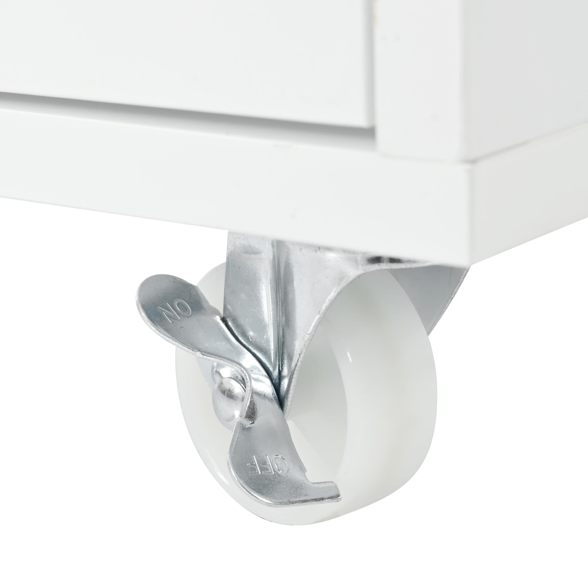 RUNNA White Rolling Kitchen Island with Extendable Table, LED Lights & Power Outlets - Mobile Kitchen Cart with 2 Fluted Glass Doors, Storage Compartment & 3 Open Shelves - Perfect for Small Kitchens, Apartments & Food Prep Stations