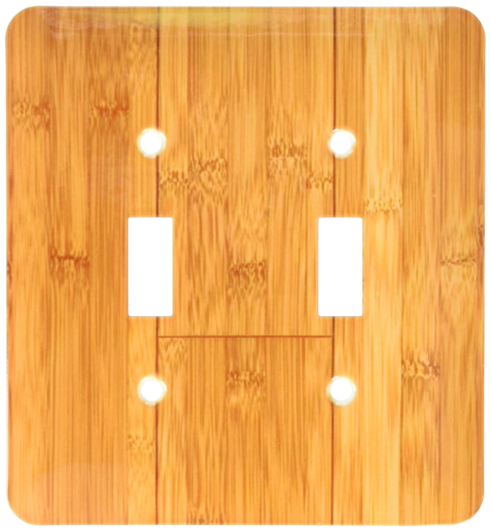 3D Natural Bamboo Double Toggle Switch Plate Cover - Decorative Wall Plate for Home & Office Decor, Perfect for Living Room, Bedroom, Kitchen, Bathroom Light Switch Upgrade