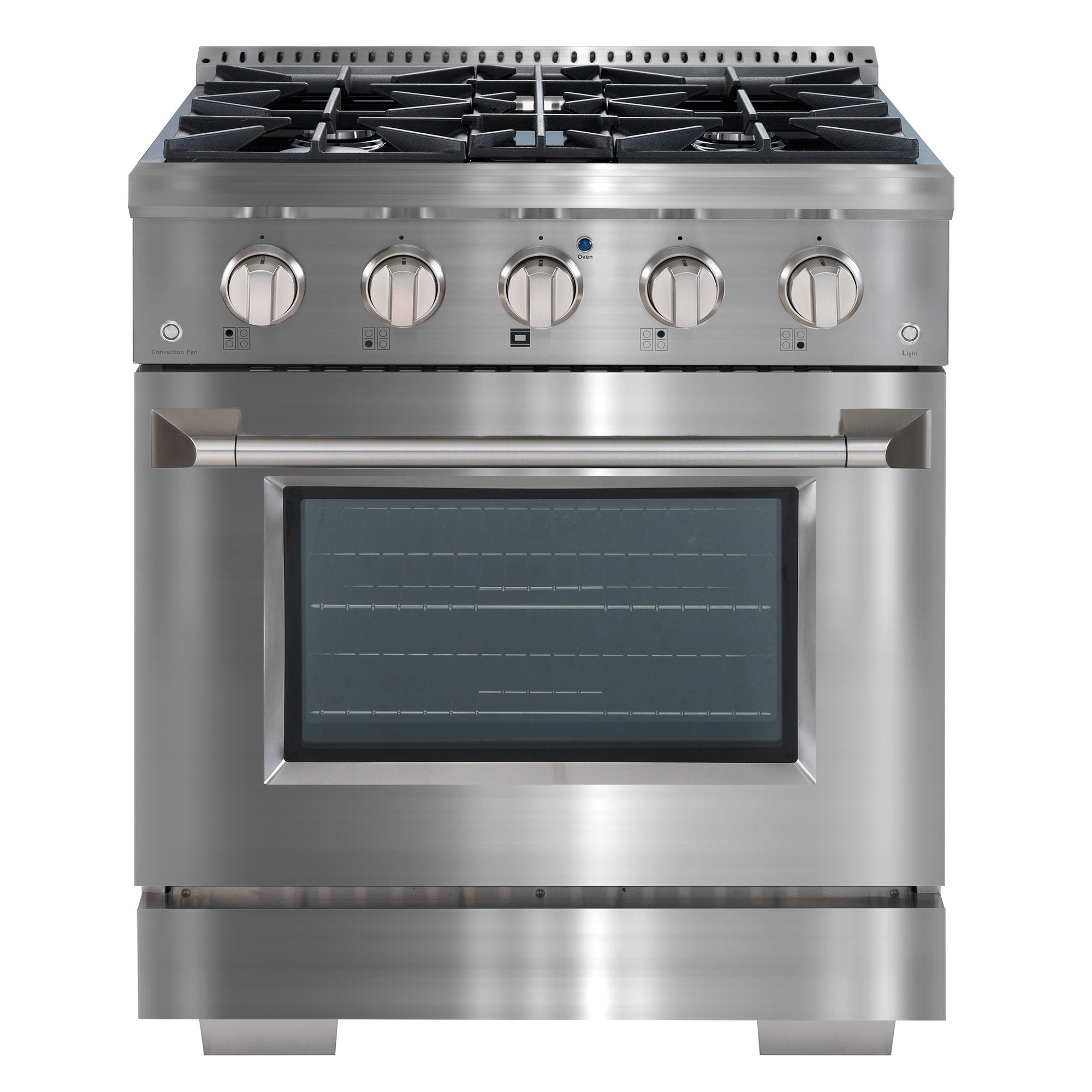 Ancona 30 Inch 4.2 Cu. Ft. Stainless Steel Gas Range with 4 Burners & Convection Oven - Perfect for Home Kitchen Cooking, Baking, and Family Meals