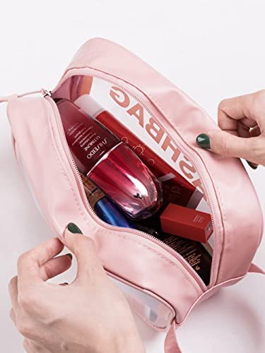 VATTU Clear Toiletry Bag - Waterproof PVC Cosmetic & Makeup Organizer for Women | Travel Essentials, Gym, Beach & Daily Use (Portable with Handle)