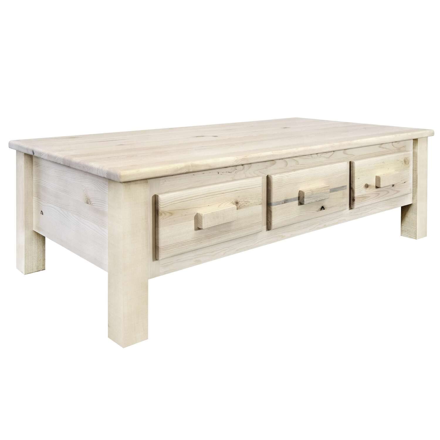 Montana Wooden Coffee Table with 6 Drawers - Clear Lacquer Finish for Living Room