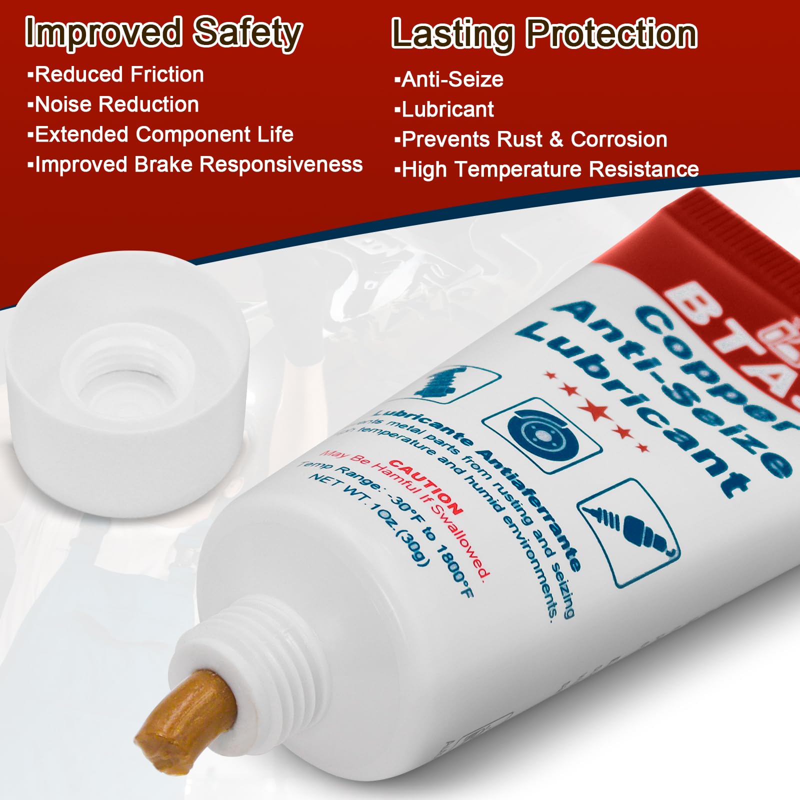 High-Temp Copper Anti-Seize Lubricant 2-Pack - for Automotive Brakes, Spark Plugs & Bolts